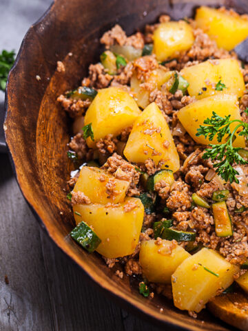 Easy Italian Spiced Zucchini-Pork and Potato Bowl