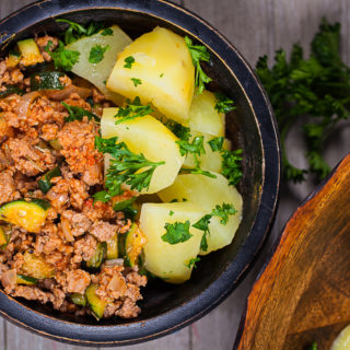 Easy Italian Spiced Zucchini-Pork and Potato Bowl