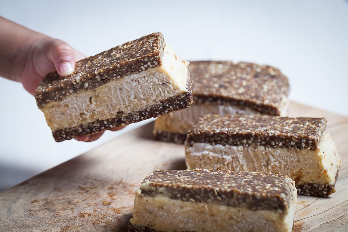 Peach-Banana Ice Cream Sandwiches with Warm Sweet Cloves