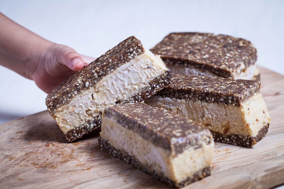 Peach-Banana Ice Cream Sandwiches with Warm Sweet Cloves