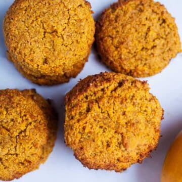Mango cookies displayed on a table.