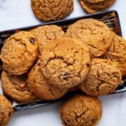 Almond flour banana cookies on a serving plate.