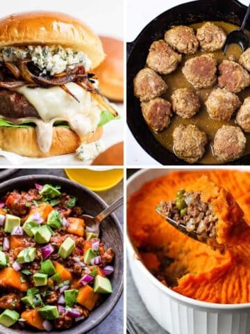 Four different bison recipes displayed.