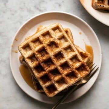 Sourdough waffles on a plate.