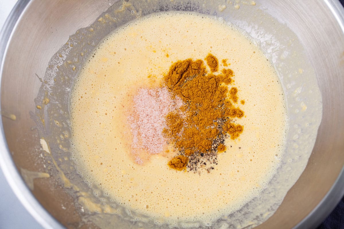 Seasoning in a batter to make veggie cakes.