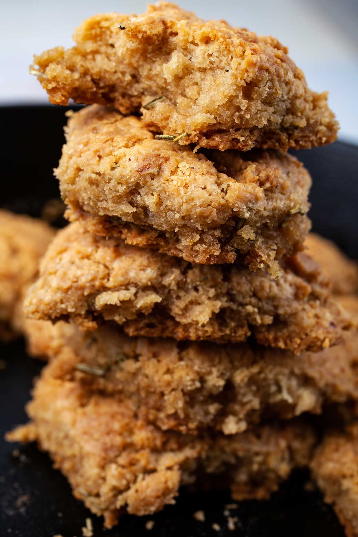 Drop biscuits stacked on top of each other.