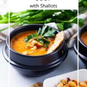 Gluten-free, vegetarian Carrot Orange soup with Shallots.
