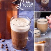 An assortment of different iced latte pictures.
