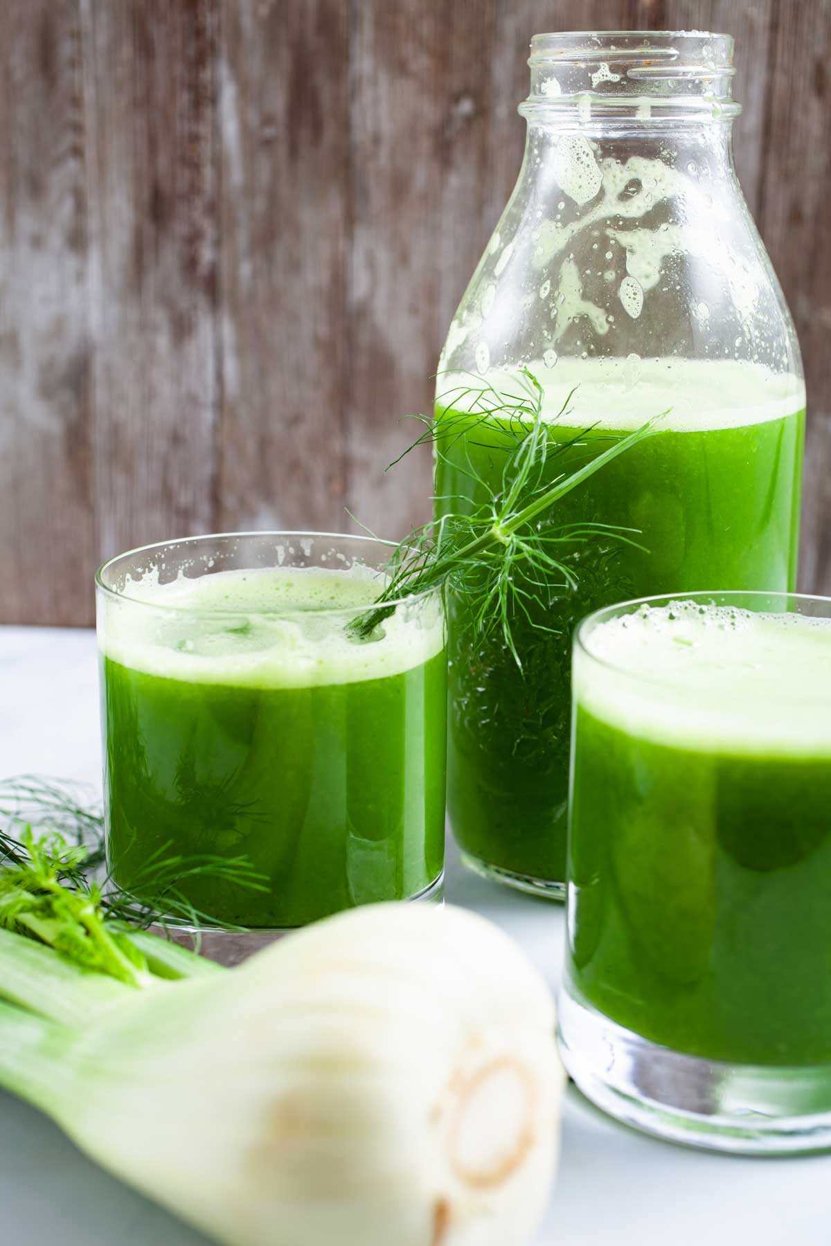 Fennel juice served in glasses.