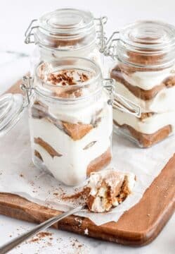 Dairy-free Tiramisu in jars.