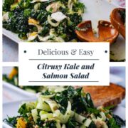 Delicious and Easy Citrusy Kale and Salmon Salad.