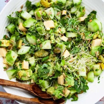 A fresh healthy cucumber salad in a serving bowl.