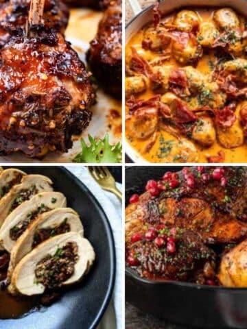 Four different holiday chicken recipes.