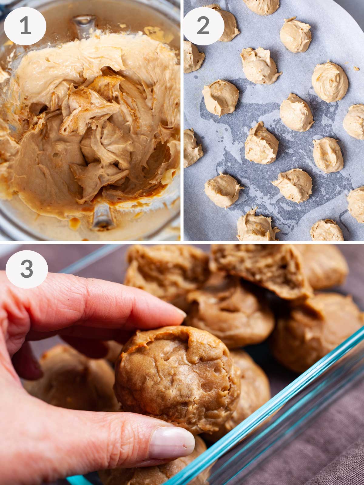Steps to make 2-ingredient peanut butter cookies.