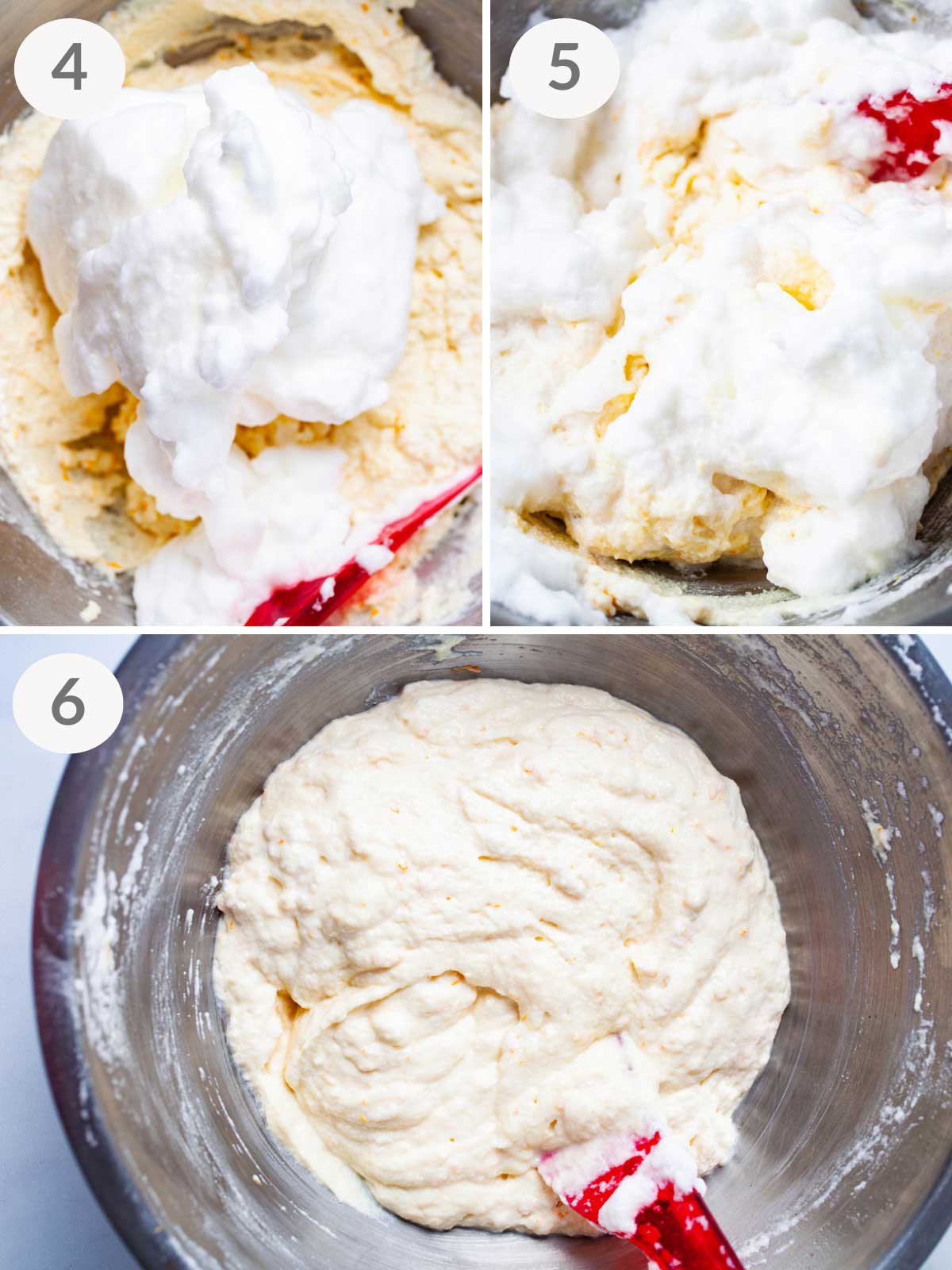 A series of final steps to make ricotta filling for a pie.