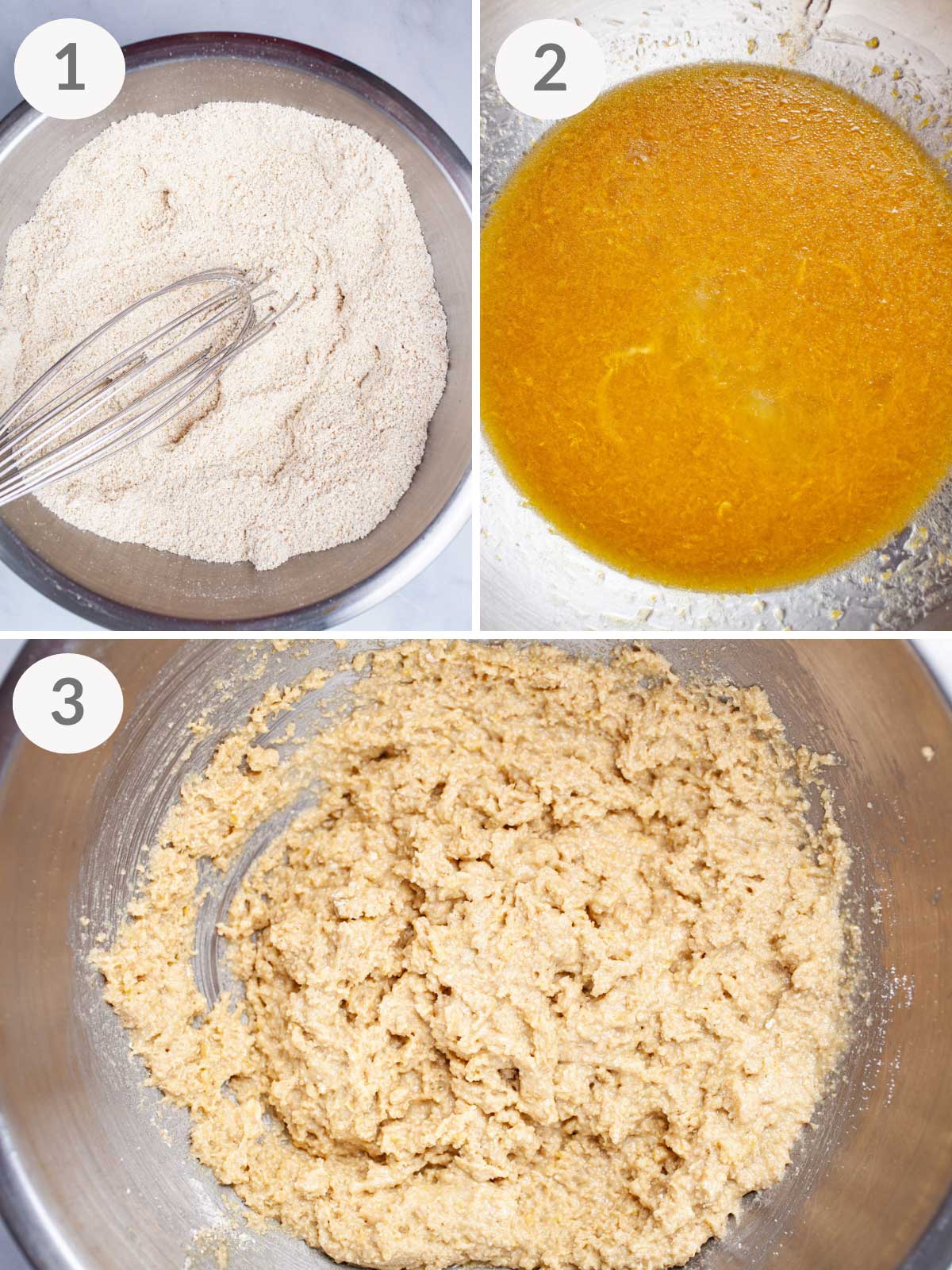 The first steps showing how to make olive oil cookies.