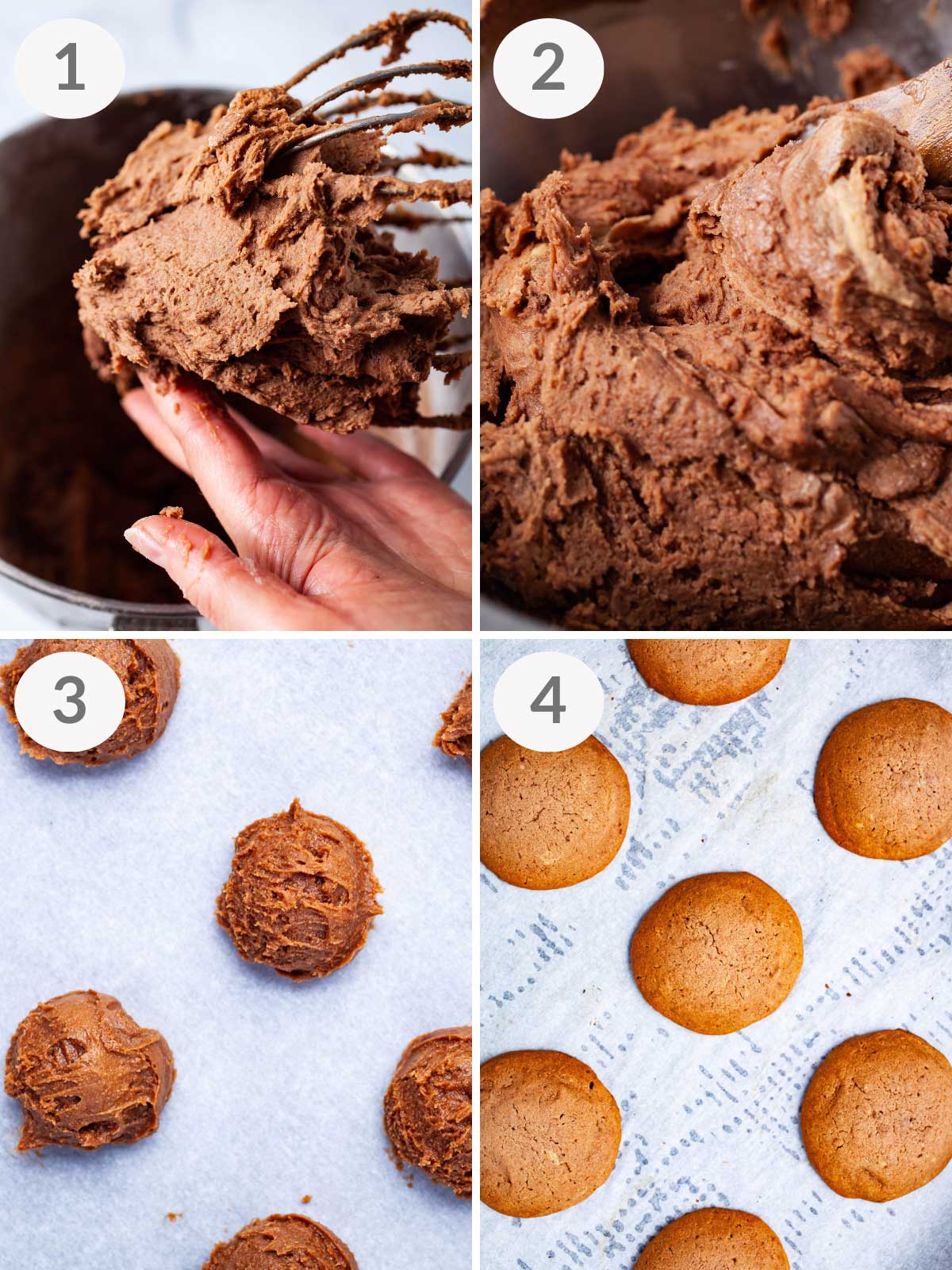 A series of steps showing how to make the cookie dough for mascarpone cookies.