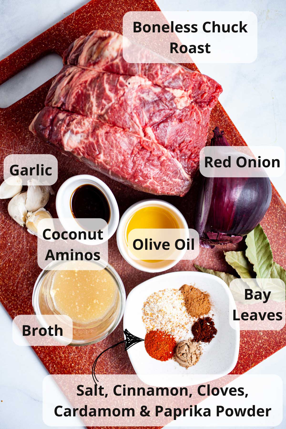 Ingredients to make shredded chuck roast.