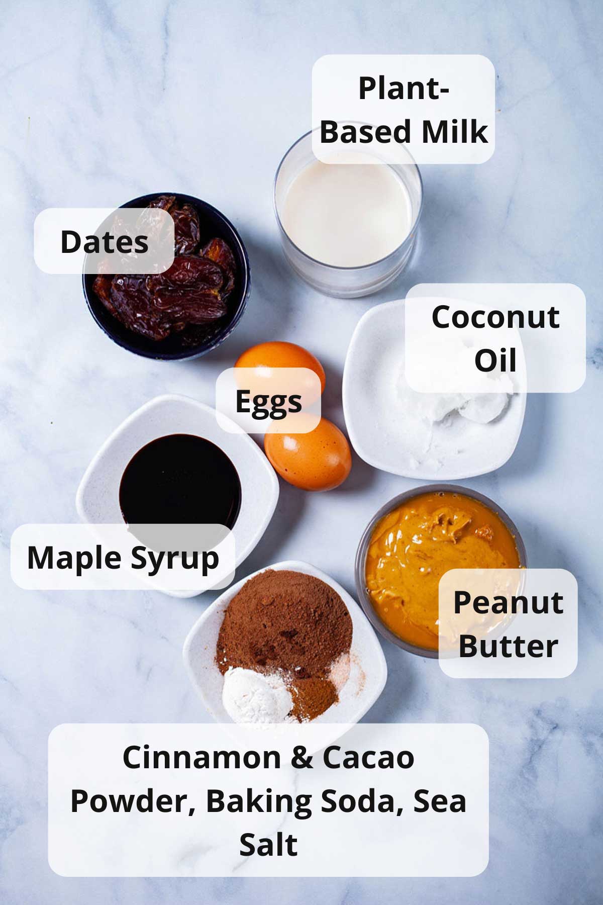 Ingredients to make brownie peanut butter cookies.