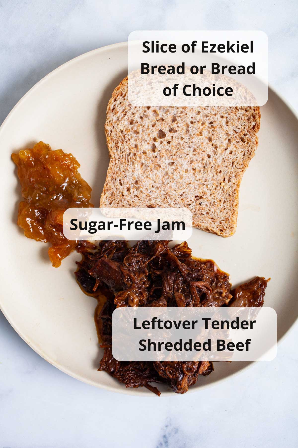 Ingredients to make leftover pot roast sandwich.