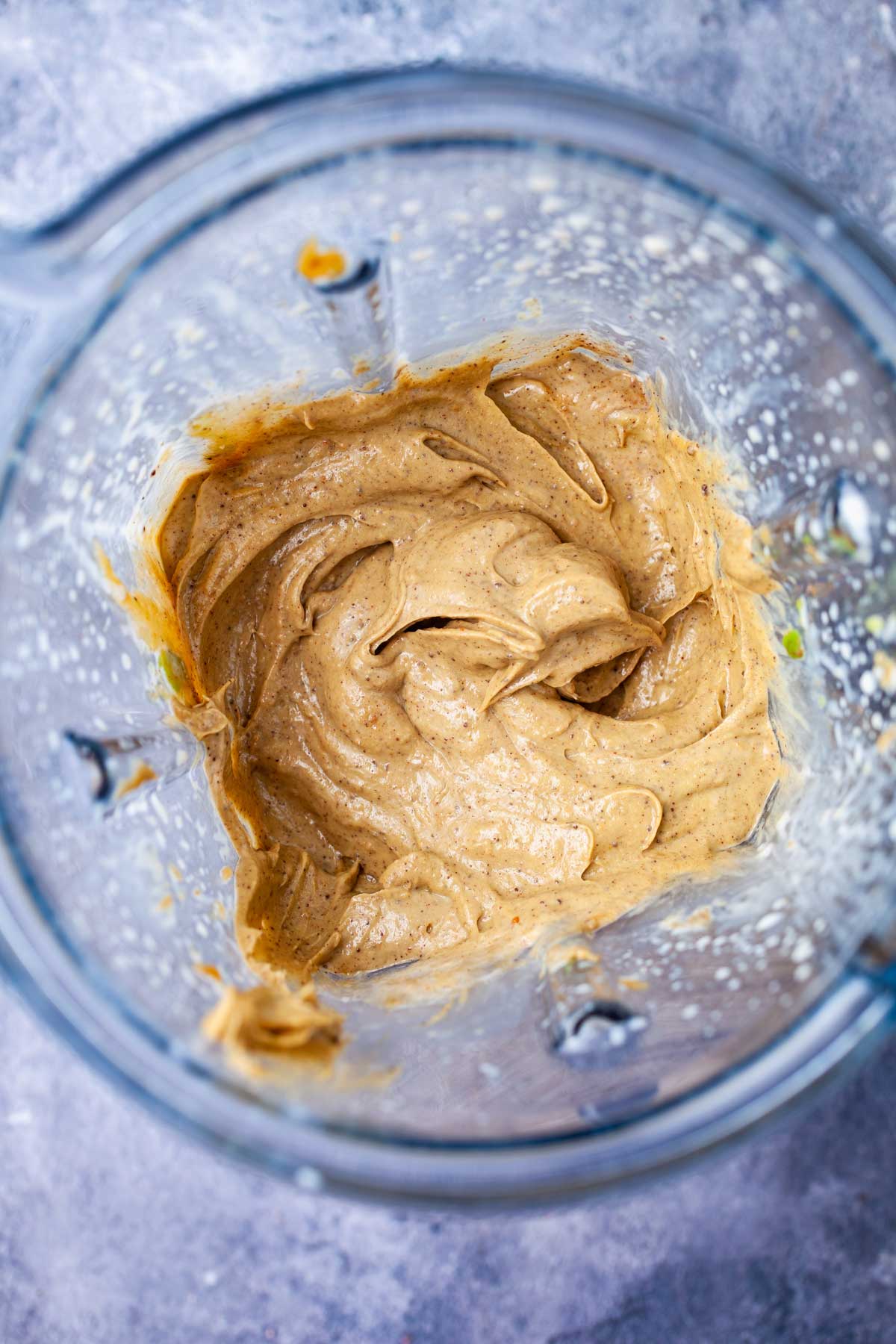 A peanut butter mousse in a blender.