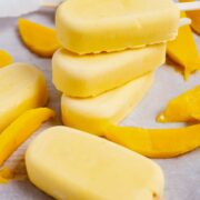 Stacked mascarpone mango popsicles.
