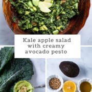 Kale apple salad with creamy avocado pesto.