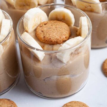 Cups of creamy Paleo banana pudding.