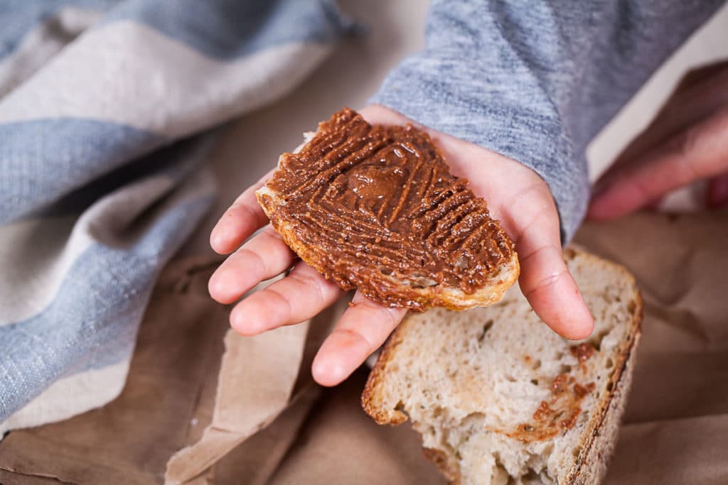 Homemade peanut butter on bread