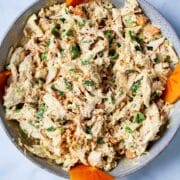 Curried chicken salad with persimmon.