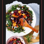 Buttery beets with sauteed dandelion greens and pecans.