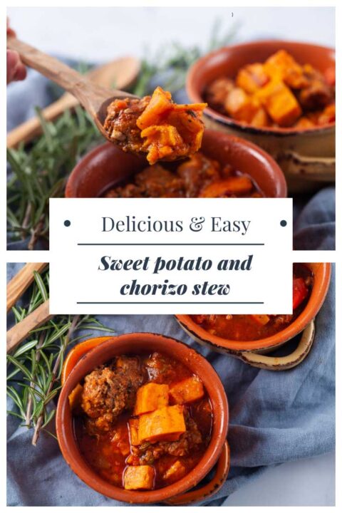 Delicious and Easy Sweet potato and chorizo stew.