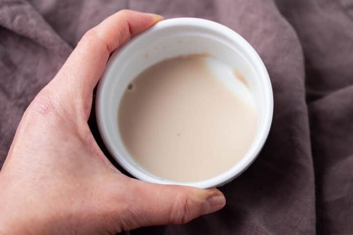 A ramekin filled with a white substance.
