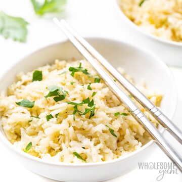 Cauliflower rice in a bowl.