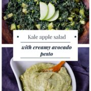 Kale apple salad with creamy avocado pesto.