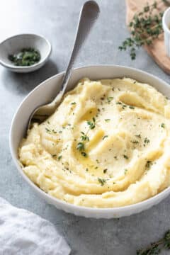 Creamy parsnip puree in a bowl.